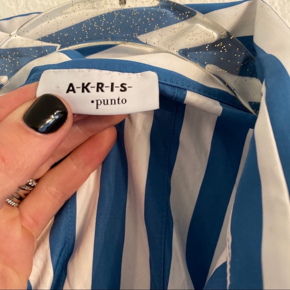 AKRIS Punto Striped Kent-Collar dolman blouse 10 - Picture 4 of 8